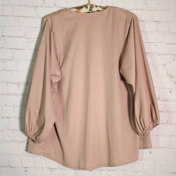 Vintage Union Made USA Sandy Beige Open Front Top Blouse Cover Womens Size 11/12 - Picture 11 of 14